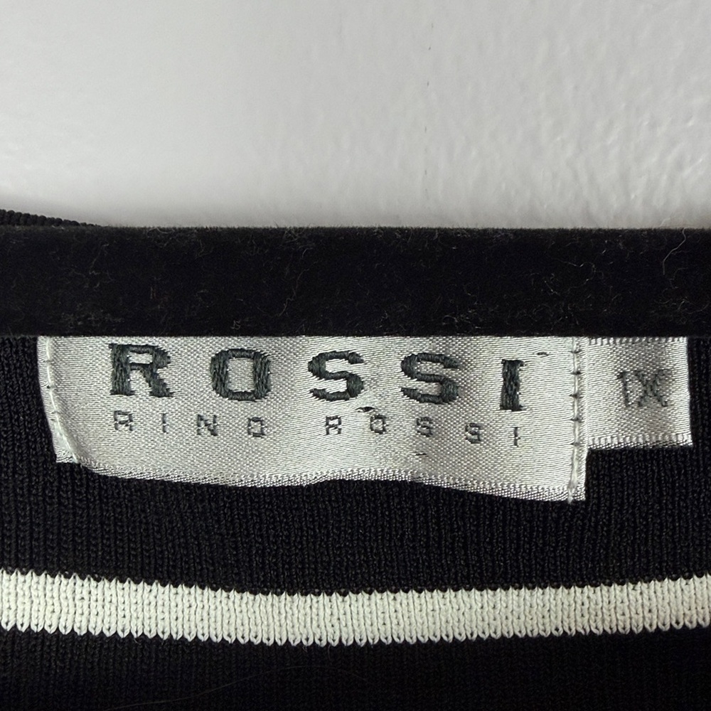 Rossi Classic Striped 3/4 Sleeve Boat Neck Nylon Blend Knit Top XL Black White - Picture 6 of 13